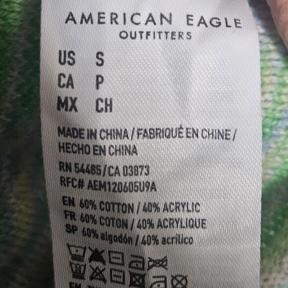 Green Knit Long Sleeve Cotton Blend Crop Top Size Small - Picture 4 of 4